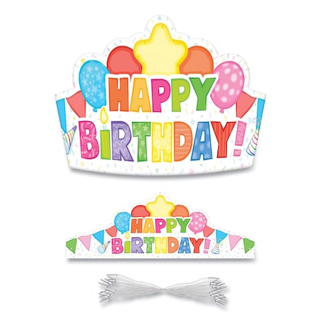 Carson Dellosa Student Crown, Birthday, 14.5 x 5.13, Assorted Colors, 30PK 101100